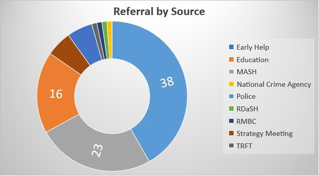 Referral by source pie chart